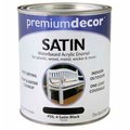 General Paint Premium Dcor Waterborne Acrylic Enamel, Satin Finish, Black, Quart - 796345